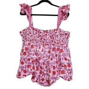 Free People Women's Nala Printed Babydoll Shirt NWT
